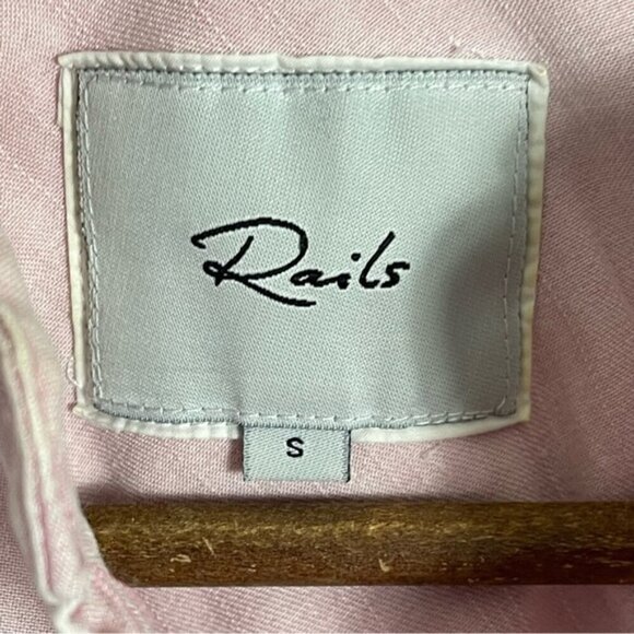RAILS Ingrid Raw hem Shirt button up chambray Dusty Rose size Small Rayon - Picture 6 of 10